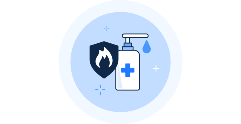 BEWATEC Hardware, Icon zu Hygiene und Brandschutz | Entflammbar-Zeichen und Spender für Desinfektionsmittel